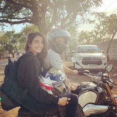 Samantha Shrares bike ride pic with Chay 